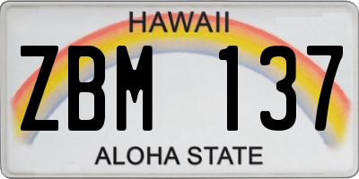 HI license plate ZBM137
