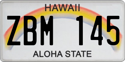 HI license plate ZBM145
