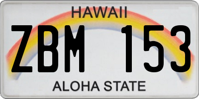 HI license plate ZBM153