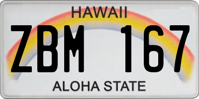 HI license plate ZBM167