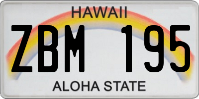 HI license plate ZBM195