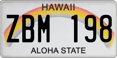 HI license plate ZBM198