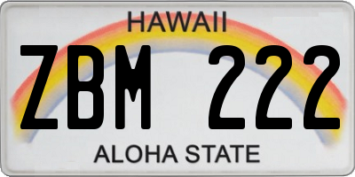 HI license plate ZBM222
