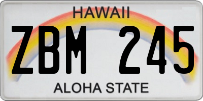 HI license plate ZBM245