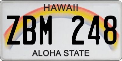 HI license plate ZBM248