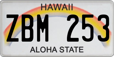 HI license plate ZBM253