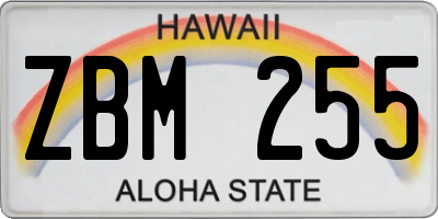 HI license plate ZBM255
