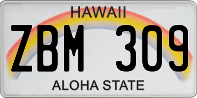 HI license plate ZBM309