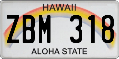 HI license plate ZBM318