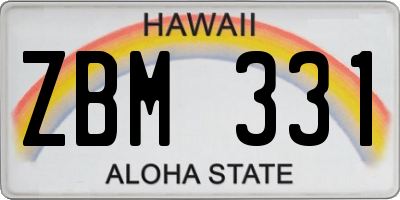 HI license plate ZBM331