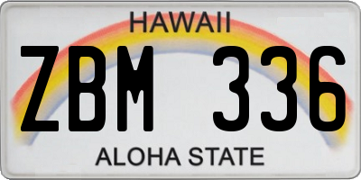 HI license plate ZBM336