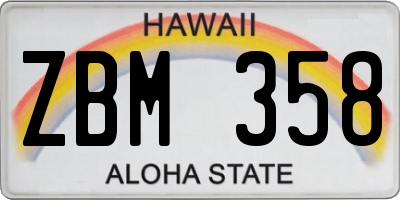 HI license plate ZBM358