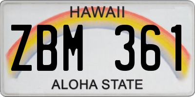 HI license plate ZBM361
