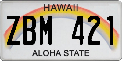 HI license plate ZBM421