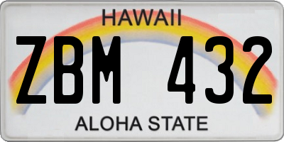 HI license plate ZBM432
