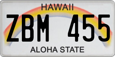 HI license plate ZBM455