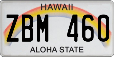 HI license plate ZBM460