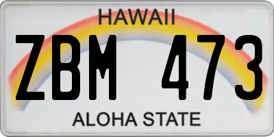 HI license plate ZBM473
