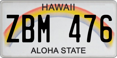 HI license plate ZBM476