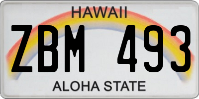 HI license plate ZBM493