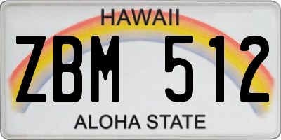 HI license plate ZBM512
