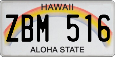 HI license plate ZBM516