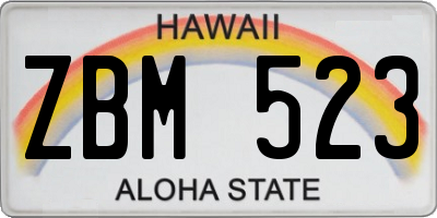 HI license plate ZBM523
