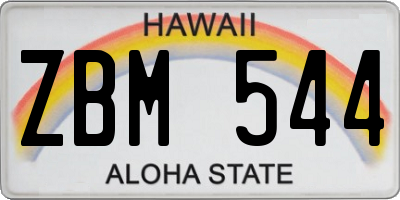 HI license plate ZBM544