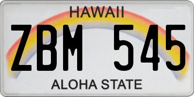 HI license plate ZBM545