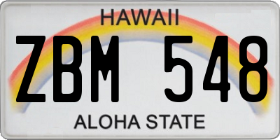 HI license plate ZBM548