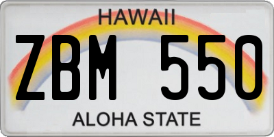 HI license plate ZBM550