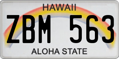 HI license plate ZBM563