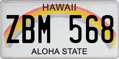 HI license plate ZBM568