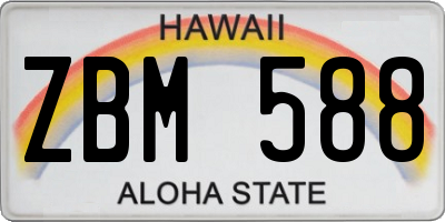 HI license plate ZBM588
