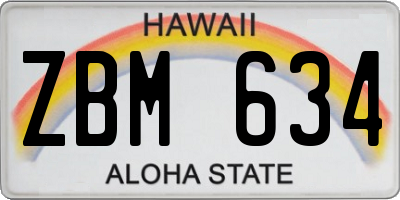 HI license plate ZBM634