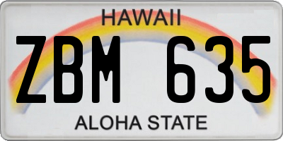 HI license plate ZBM635