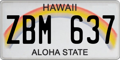 HI license plate ZBM637