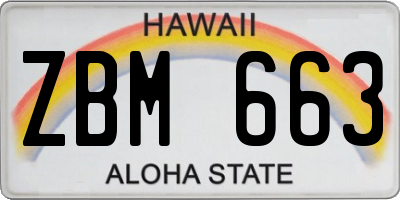 HI license plate ZBM663