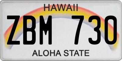 HI license plate ZBM730