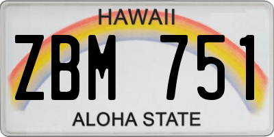 HI license plate ZBM751