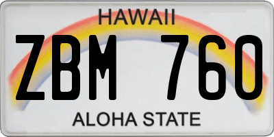HI license plate ZBM760