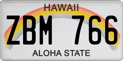 HI license plate ZBM766