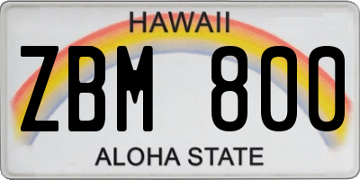 HI license plate ZBM800