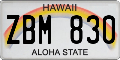 HI license plate ZBM830