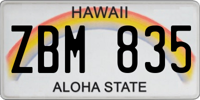 HI license plate ZBM835
