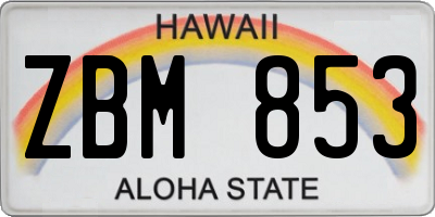 HI license plate ZBM853