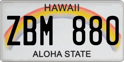 HI license plate ZBM880