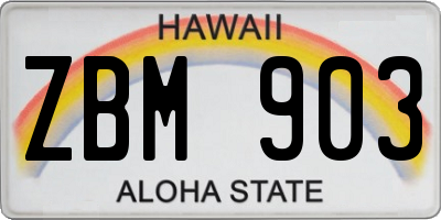 HI license plate ZBM903