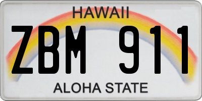 HI license plate ZBM911