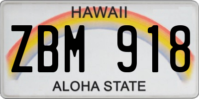 HI license plate ZBM918